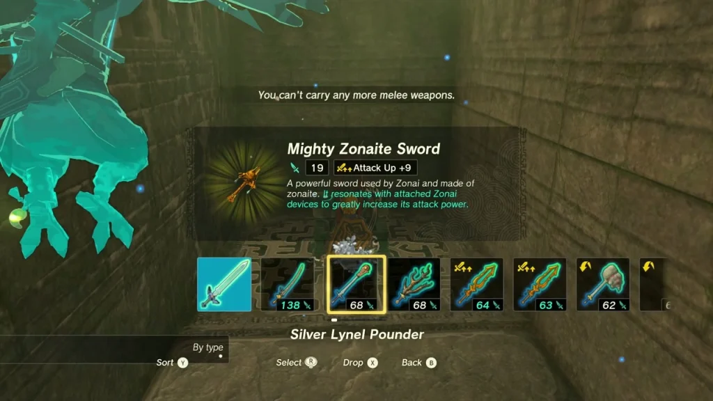 Mighty Zonaite Sword item box above a chest in the sky labyrinth Mighty Zonaite Sword item box above a chest in the sky labyrinth