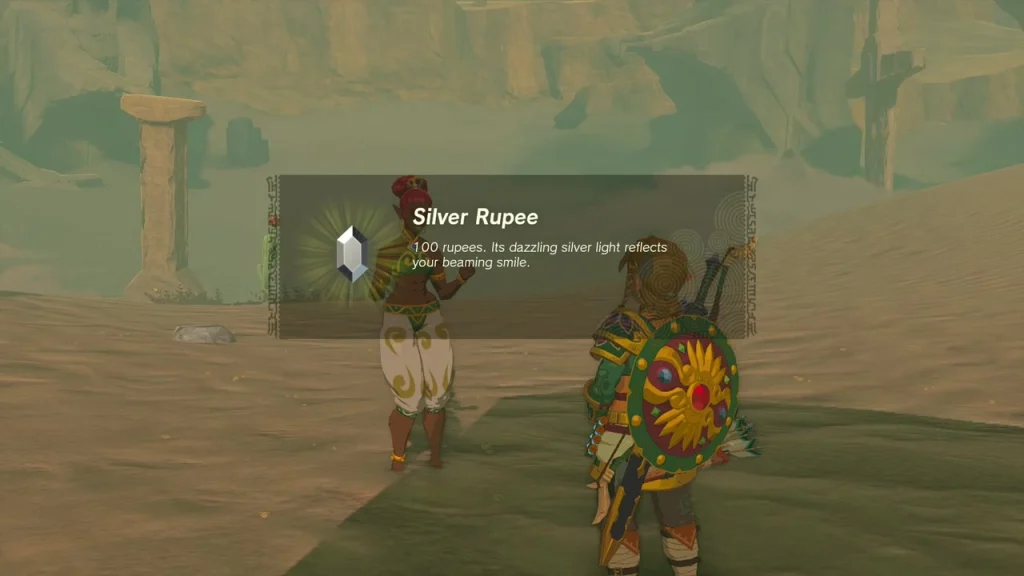 Silver Rupee item box in front of Pokki at the statue ruins Silver Rupee item box in front of Pokki at the statue ruins