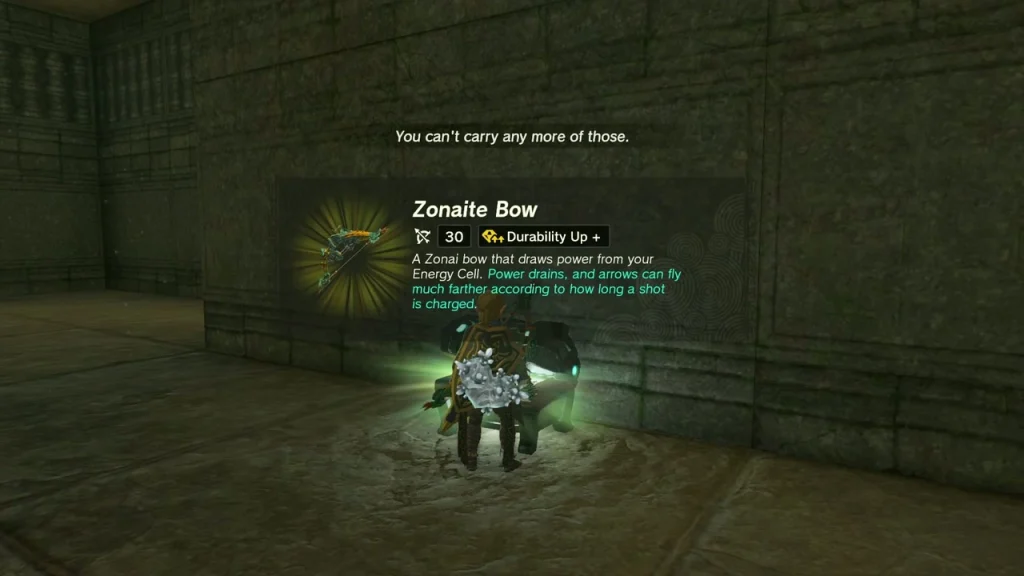 Zonaite Bow item box above a chest in the depths labyrinth Zonaite Bow item box above a chest in the depths labyrinth