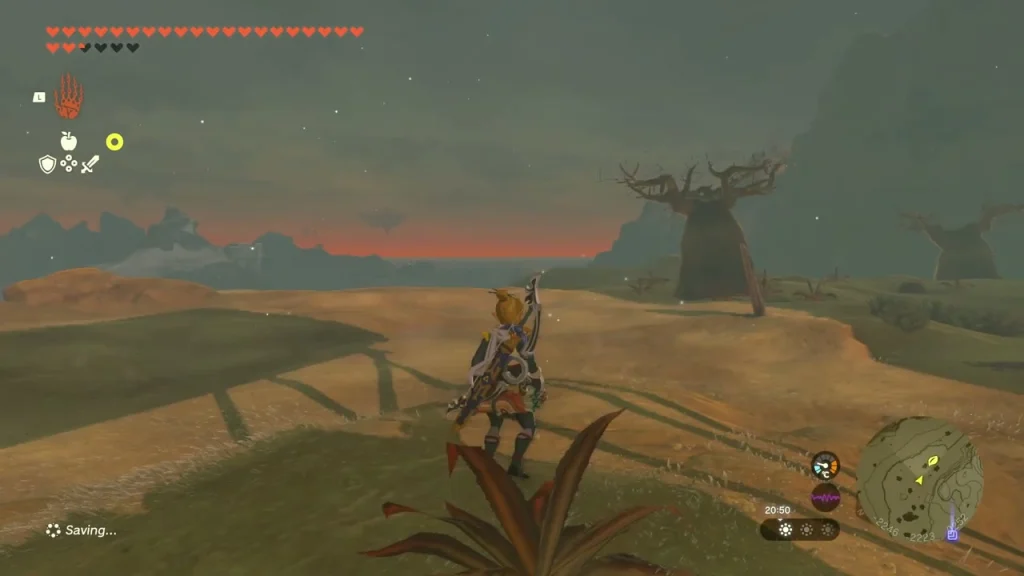 Hillside and tree stand where the boulder is placed for the Korok Hillside and tree stand where the boulder is placed for the Korok