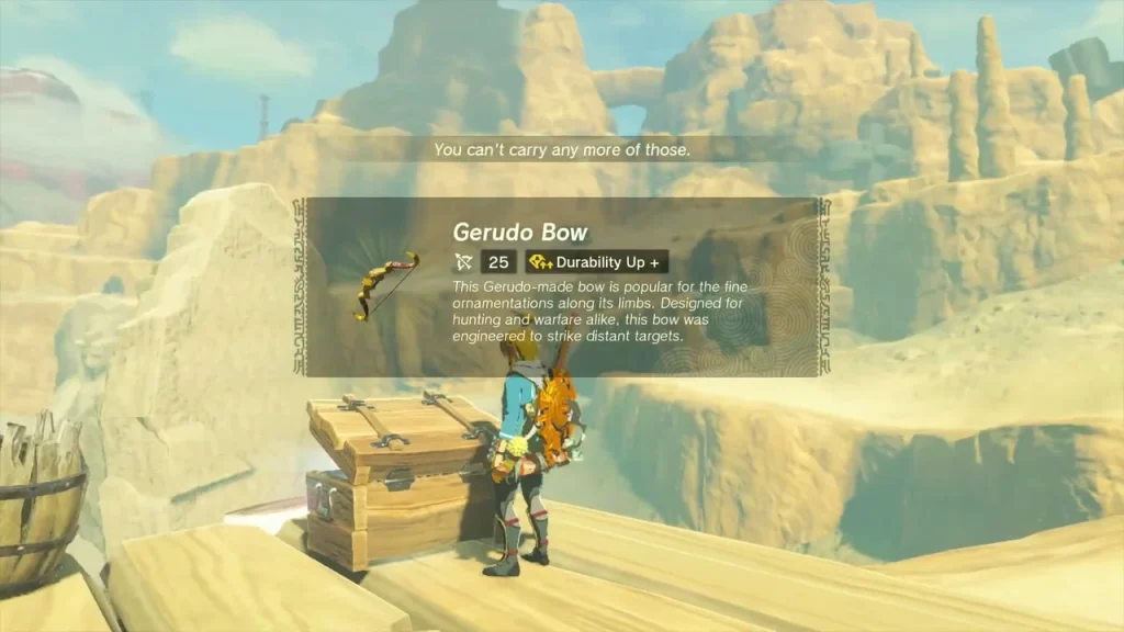 Gerudo Bow item box beside the chest on the planks Gerudo Bow item box beside the chest on the planks