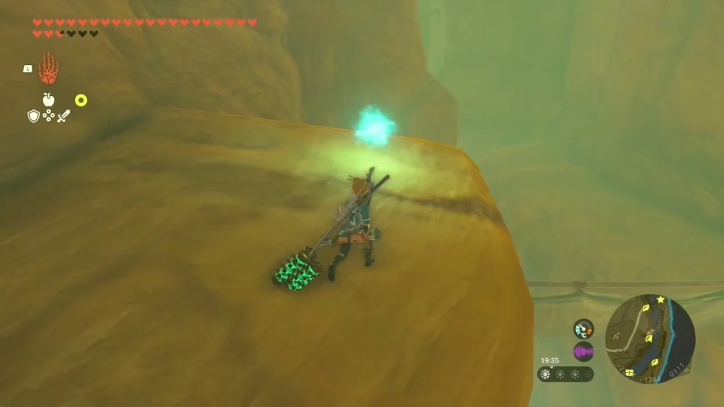 Rock lifted beside the Koukot Plateau lake with a glowing Korok spot Rock lifted beside the Koukot Plateau lake with a glowing Korok spot