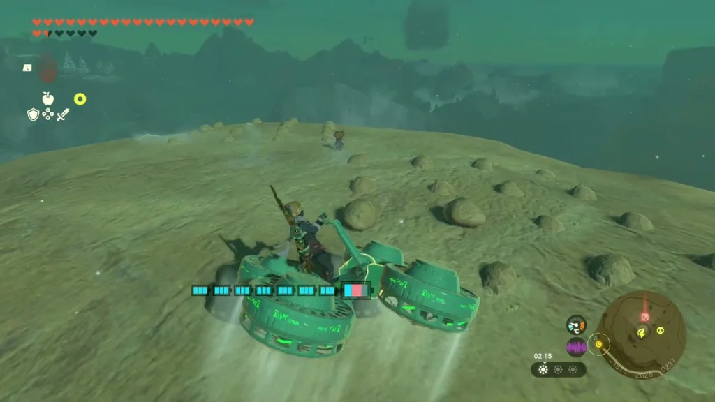 Hover bike crossing the sand to the second rock pattern Korok Hover bike crossing the sand to the second rock pattern Korok