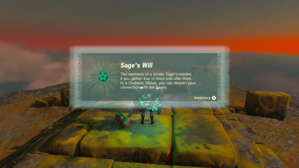 Sage's Will item box after opening the chest on the ruined sky island Sage's Will item box after opening the chest on the ruined sky island