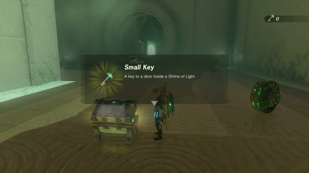 Small Key item box next to the opened chest in Soryotanog Shrine Small Key item box next to the opened chest in Soryotanog Shrine