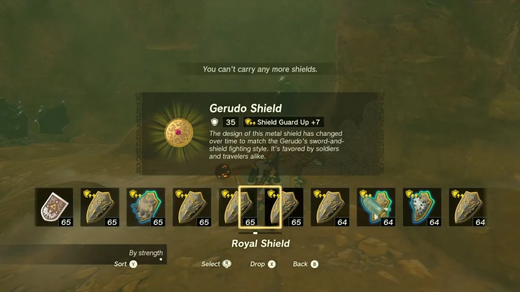 Gerudo Shield item box from the Spectacle Rock Cave chest Gerudo Shield item box from the Spectacle Rock Cave chest