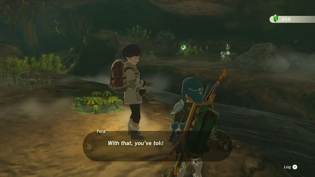 Fera standing beside the Hyrule wells quest dialogue Fera standing beside the Hyrule wells quest dialogue