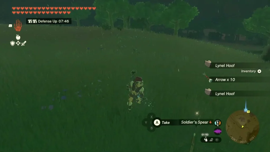 Lynel Hoof and Arrow x10 pickups on the grass after the Lynel falls Lynel Hoof and Arrow x10 pickups on the grass after the Lynel falls