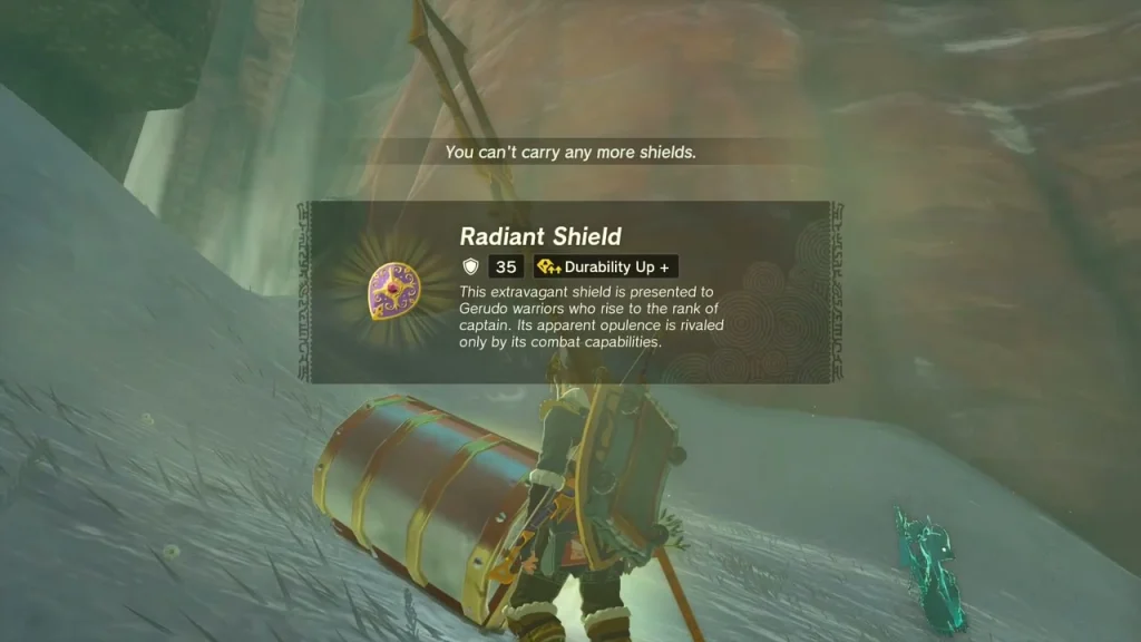 Radiant Shield item box over a chest on a snowy slope Radiant Shield item box over a chest on a snowy slope