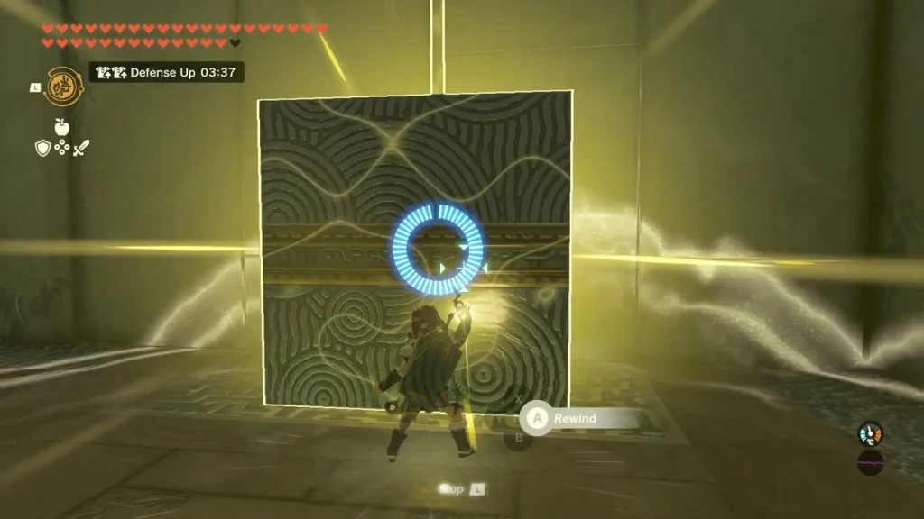 Giant stone block glowing yellow under Rewind Giant stone block glowing yellow under Rewind