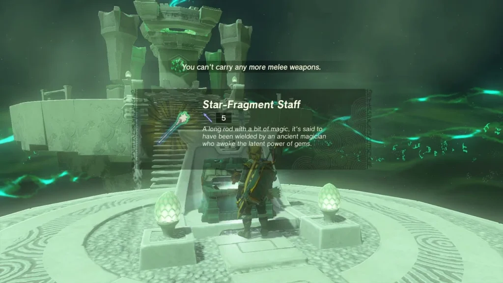 Star-Fragment Staff item box over the opened chest in the shrine Star-Fragment Staff item box over the opened chest in the shrine