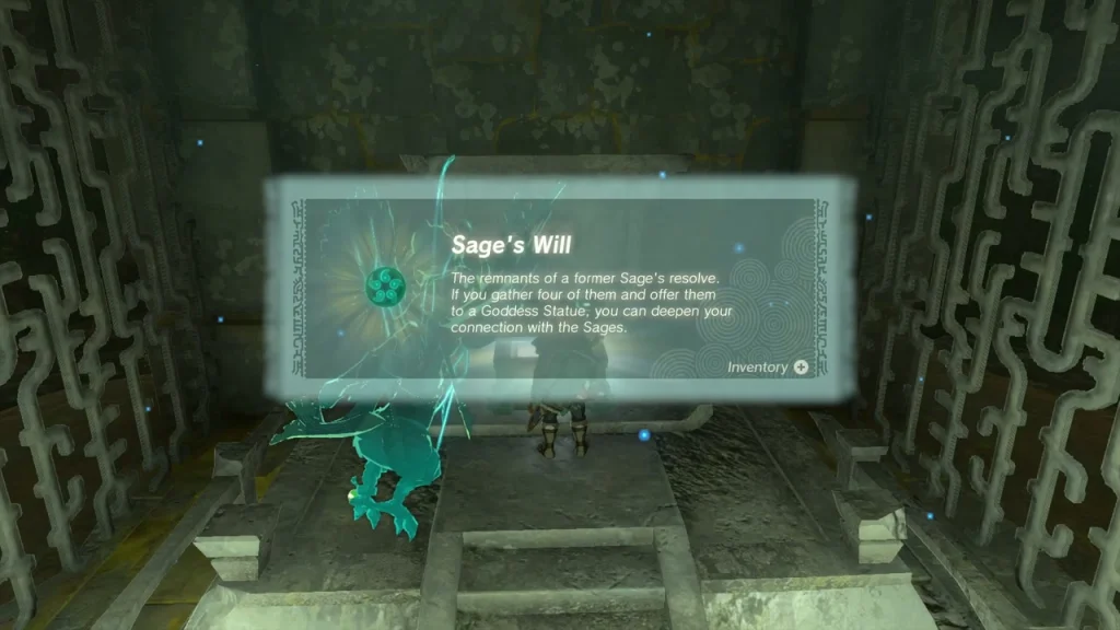Sage's Will item box shown over the opened chest on Starview Island Sage's Will item box shown over the opened chest on Starview Island