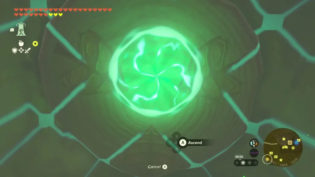 Green Ascend marker on a ceiling with the Ascend prompt