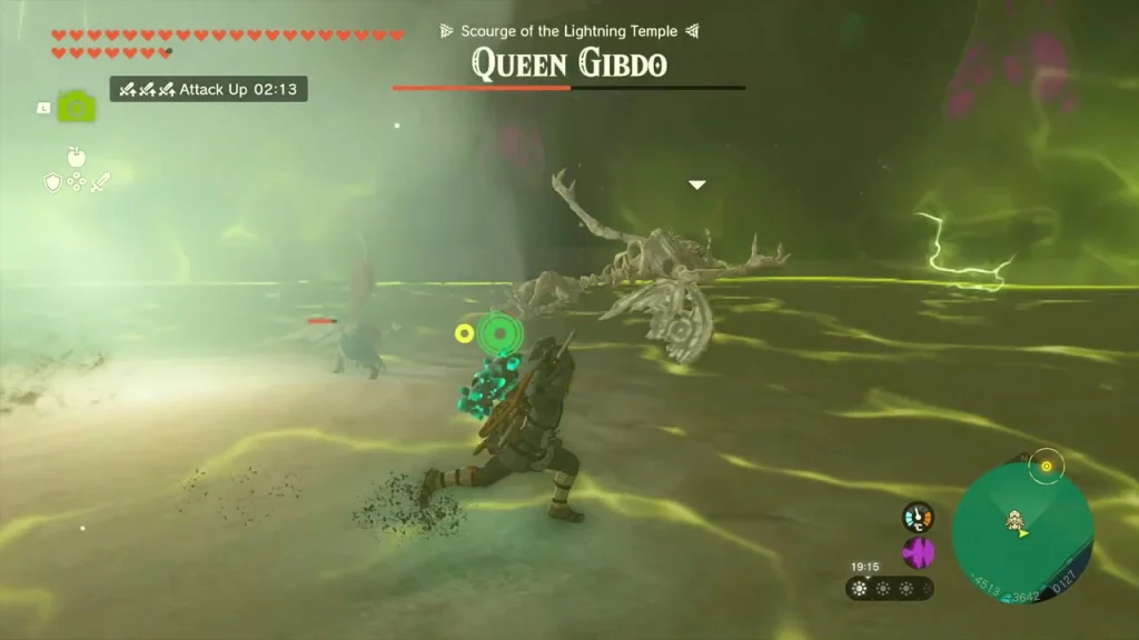 Queen Gibdo flying through sand during the second fight