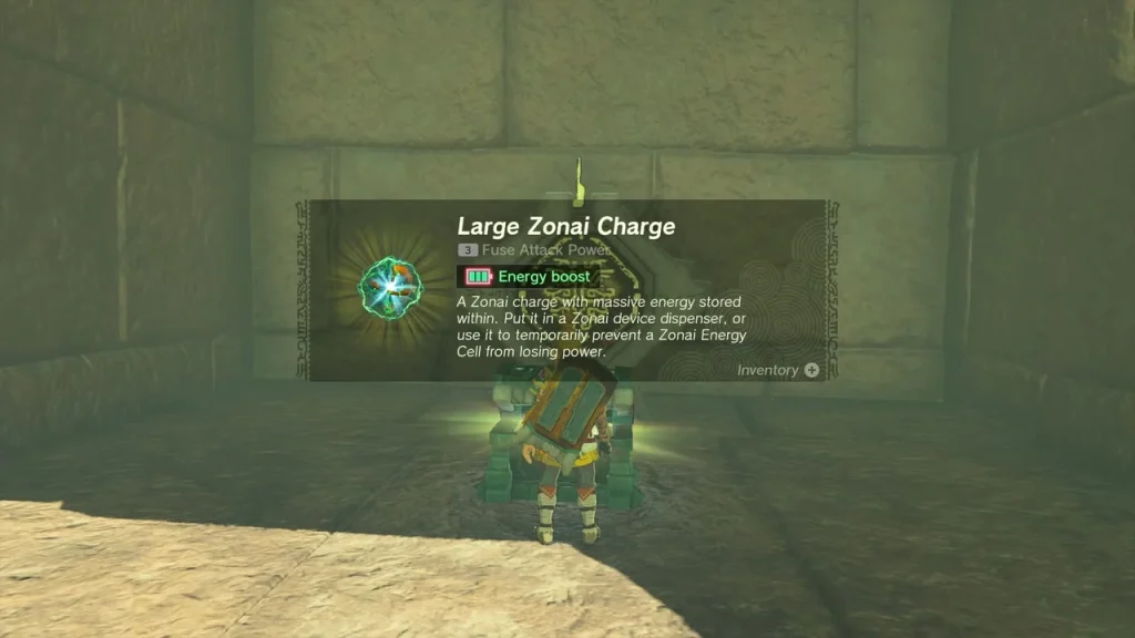 Large Zonai Charge item card from a stone chest