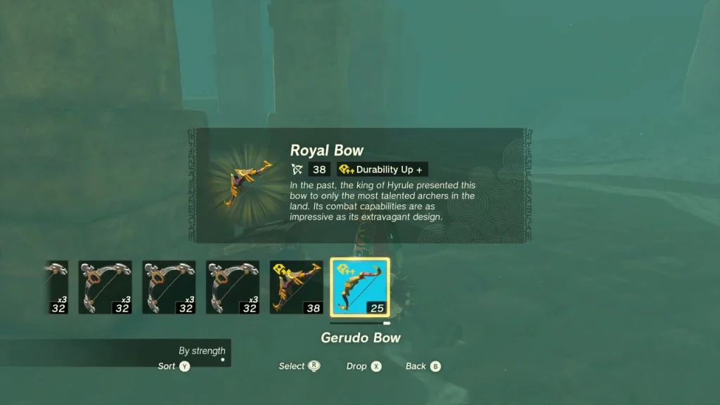 Royal Bow item card in the inventory