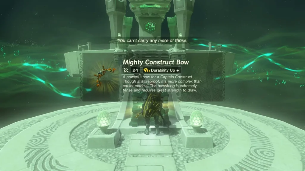Mighty Construct Bow item box over the chest at the top of the Ninjis Shrine stairs