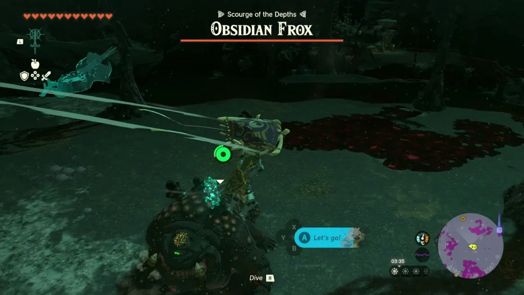 Second Obsidian Frox of the Depths with a wheeled device speeding past its armored back
