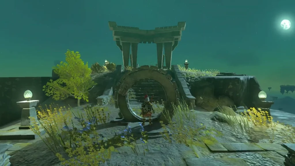 Stone ring gate on Bravery Island marking the dive course