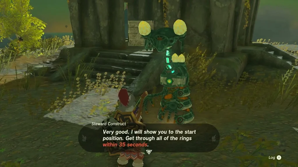 Steward Construct on Bravery Island explaining the 35-second dive limit
