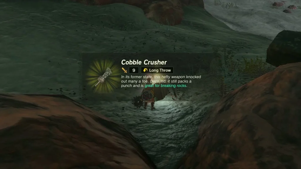 Cobble Crusher item box after breaking an Octorock hole in the rock