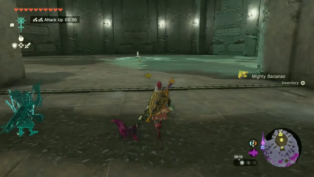 Mighty Banana on the stone floor of the Forest Coliseum