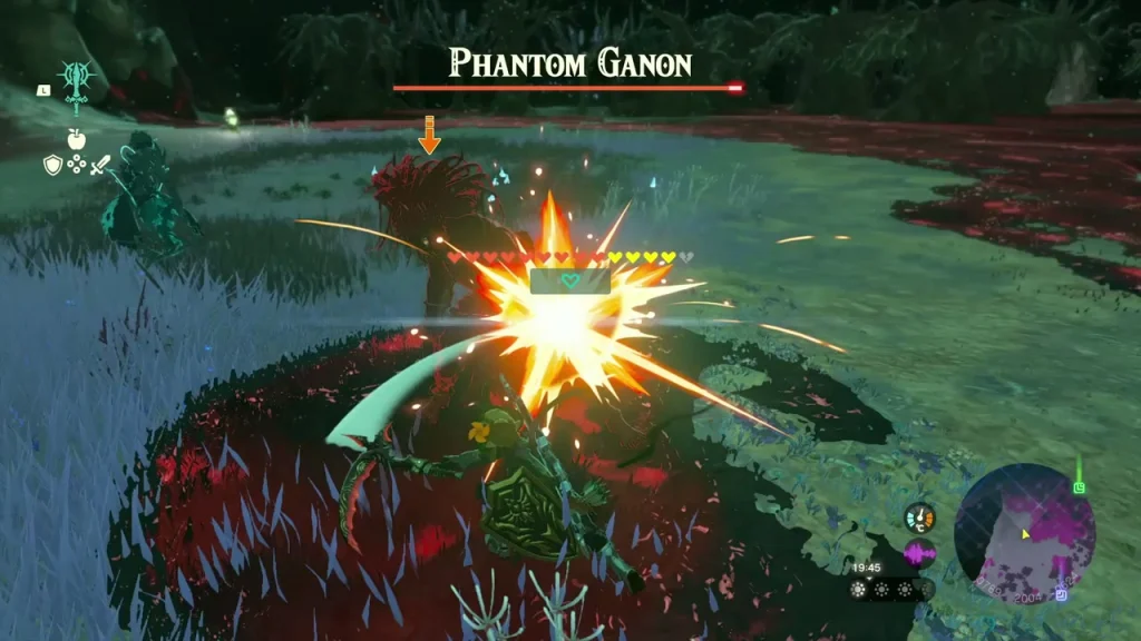 Phantom Ganon hit with a flash of light in the Depths flats