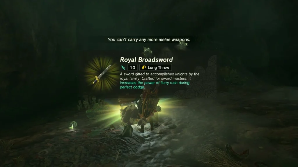 Royal Broadsword in an item box in the dark Elma Knolls Well