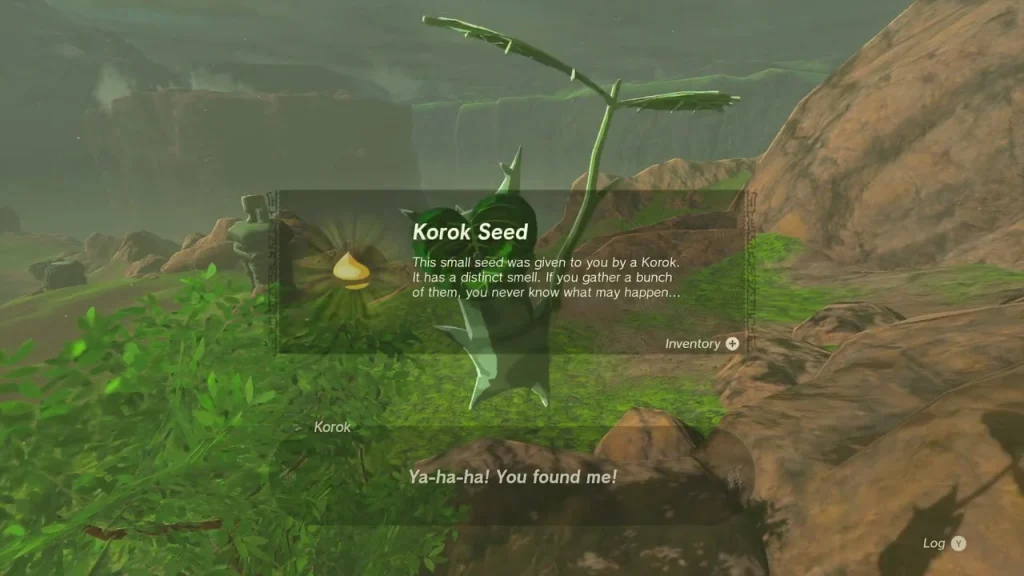 Korok Seed item box beside a Korok after the target ring puzzle
