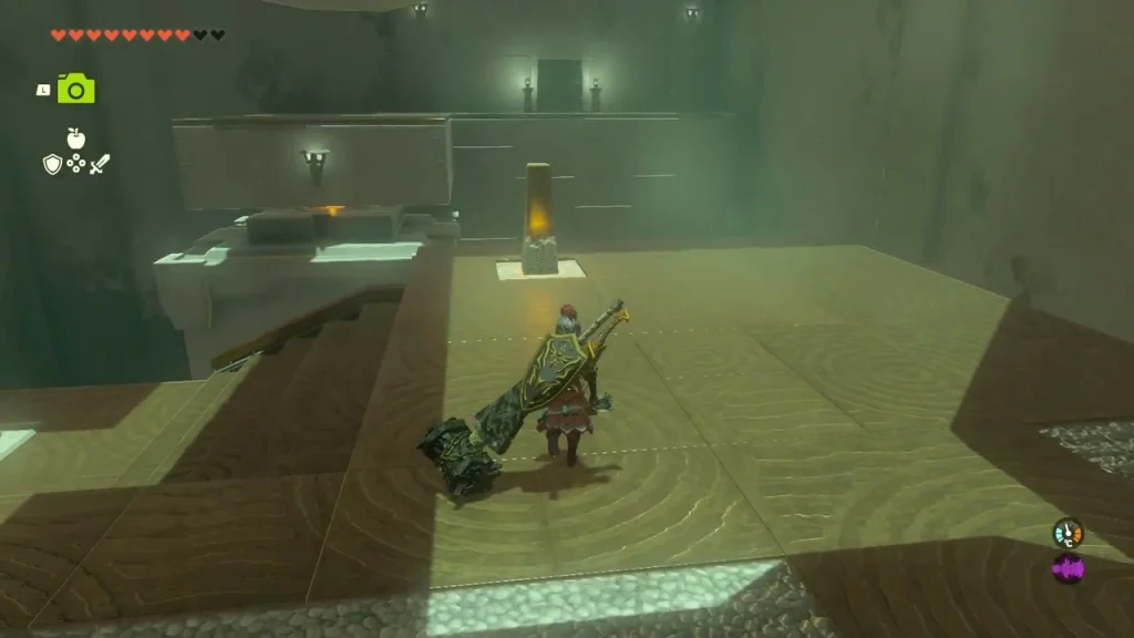 Ball track and orange platform in the first room of Mayak Shrine