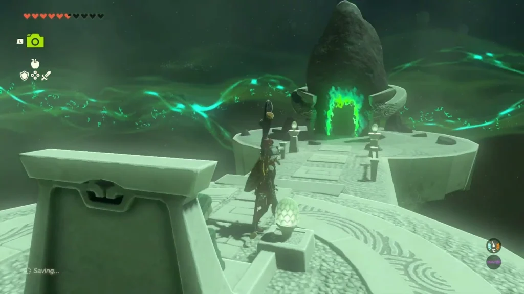 Altar room inside Minetak Shrine with the glowing gate
