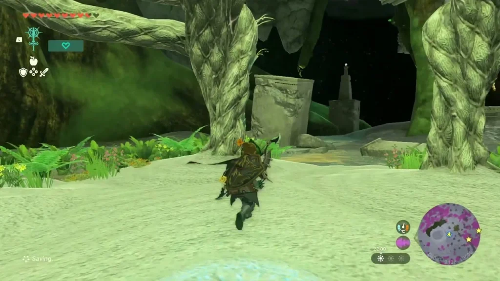 Lightroot pedestal on pale sand near Korok Forest in the Depths