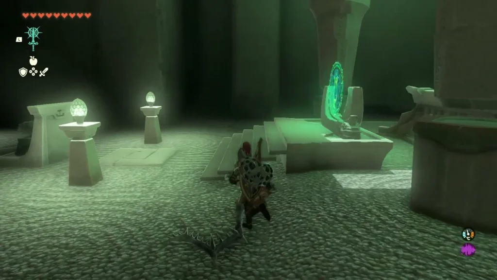 Altar chamber at the end of Simosiwak Shrine with the Light of Blessing pedestal