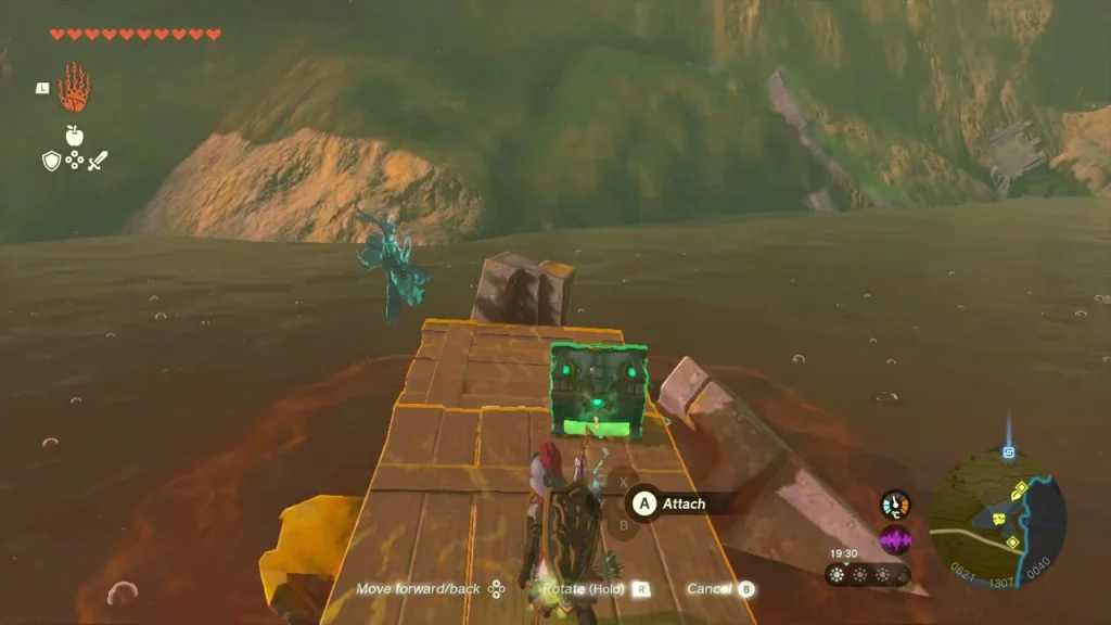 Plank bridge with a cart stretching over the muddy bog