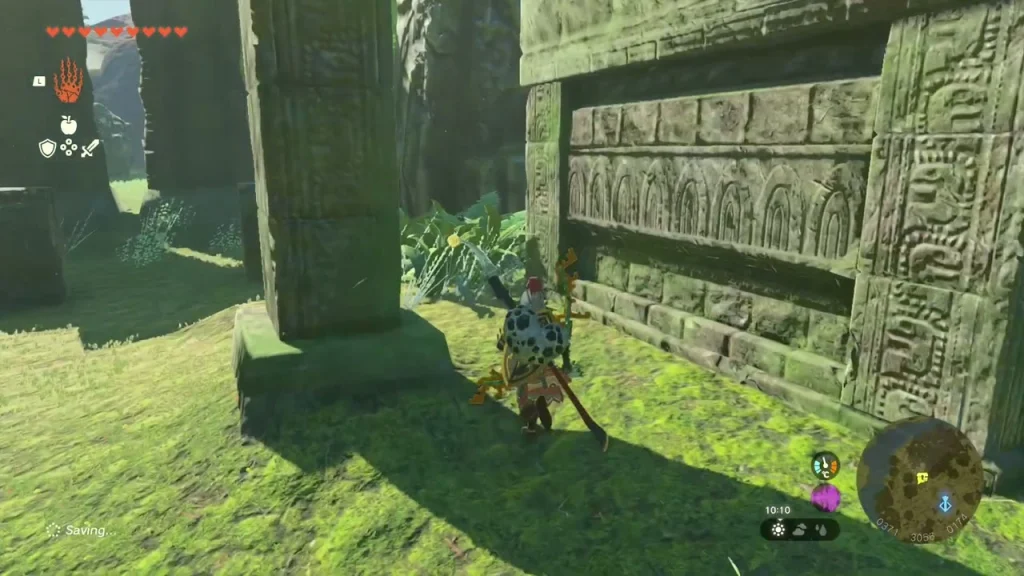 Carved stone wall and walkway inside the Typhlo Ruins
