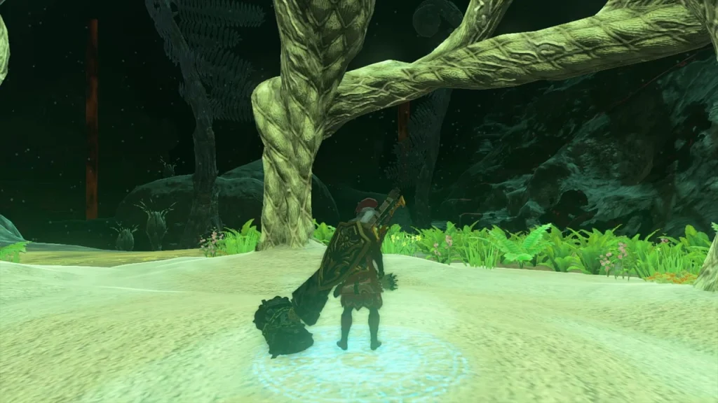 Lightroot pedestal under a giant root in the Depths