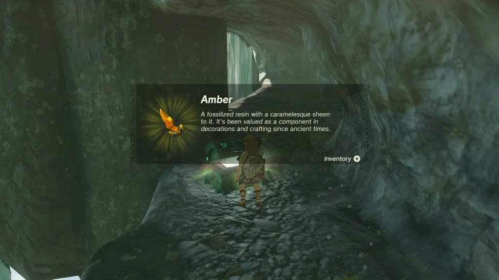 Amber item box in the dark tunnel behind the waterfall Amber item box in the dark tunnel behind the waterfall