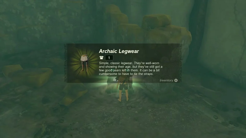 Archaic Legwear item box beside the chest at the edge of the pool Archaic Legwear item box beside the chest at the edge of the pool