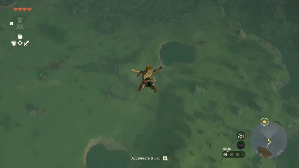 Skydive over the green land of Hyrule below Great Sky Island Skydive over the green land of Hyrule below Great Sky Island