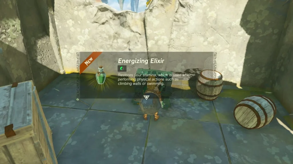 Energizing Elixir item box in the stone hut Energizing Elixir item box in the stone hut