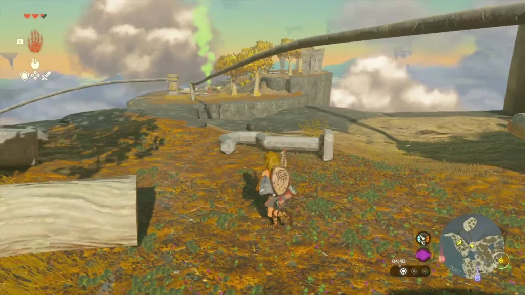 Long rail leading to a distant camp with green smoke rising Long rail leading to a distant camp with green smoke rising