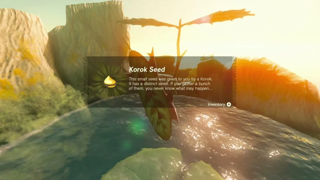 Korok Seed item box above the Korok hanging over the pond Korok Seed item box above the Korok hanging over the pond