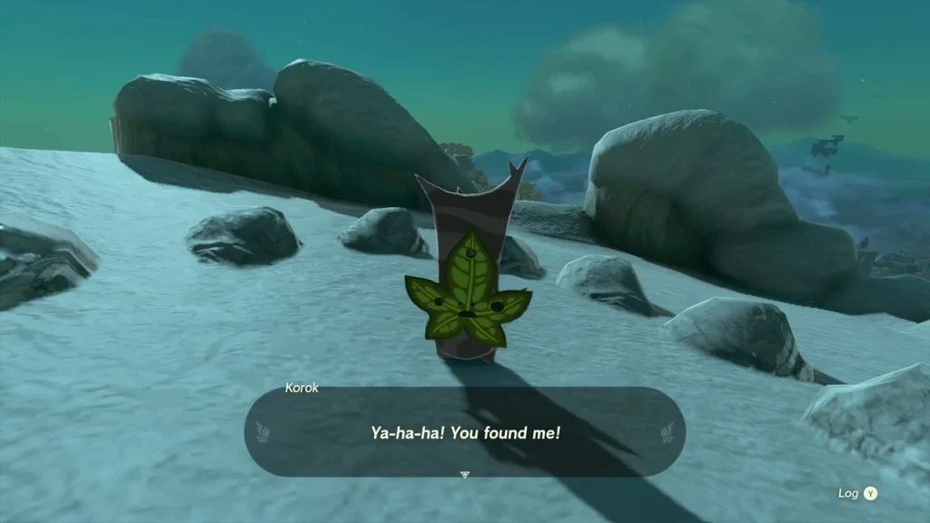 Korok among the snowy rocks after the ring is completed Korok among the snowy rocks after the ring is completed