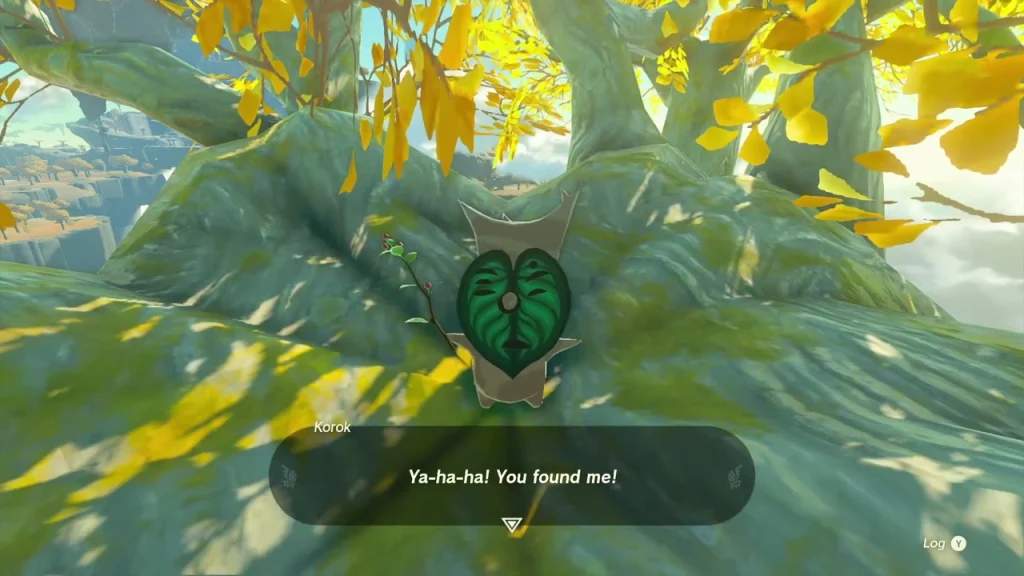 Korok at the top of the tree after the rock is lifted Korok at the top of the tree after the rock is lifted