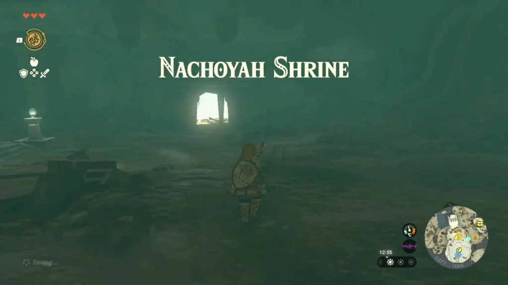 Glowing Nachoyah Shrine door at the end of a dark cavern Glowing Nachoyah Shrine door at the end of a dark cavern