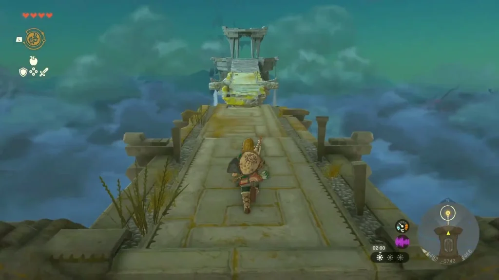 Stone walkway leading to a platform above the clouds Stone walkway leading to a platform above the clouds