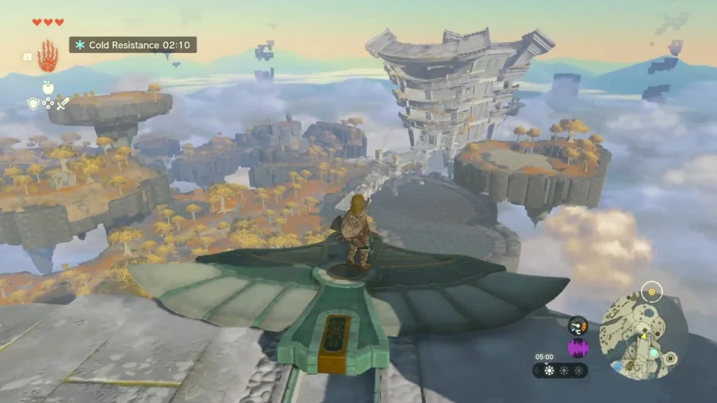 Wing gliding over the sky islands toward the Temple of Time Wing gliding over the sky islands toward the Temple of Time