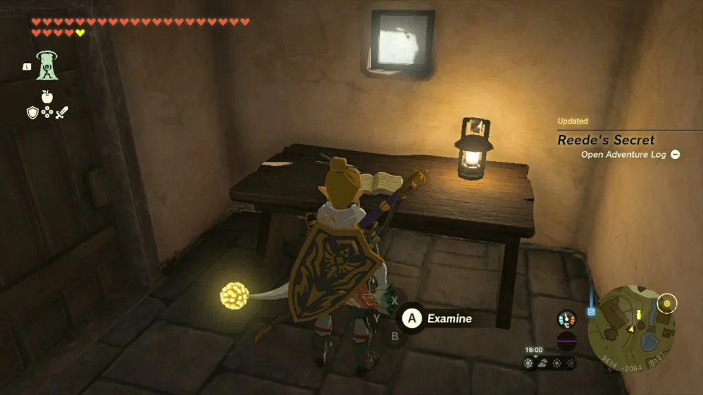 Reede's diary on a desk with a lantern inside the secret shed Reede's diary on a desk with a lantern inside the secret shed