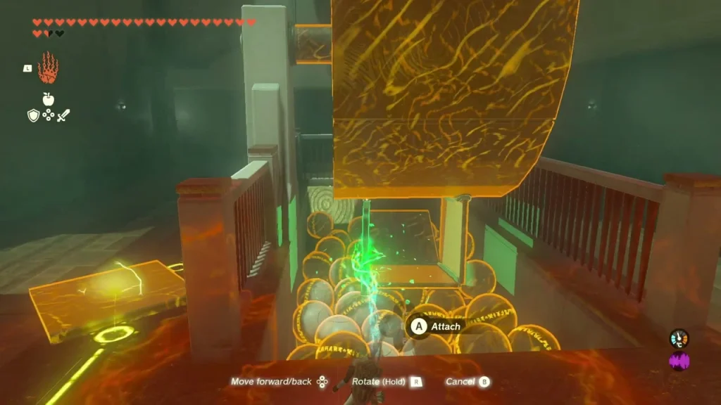 Plate placed above the pile of glowing balls in Zanmik Shrine Plate placed above the pile of glowing balls in Zanmik Shrine