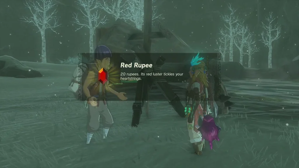 Red Rupee reward box beside the finished signpost Red Rupee reward box beside the finished signpost